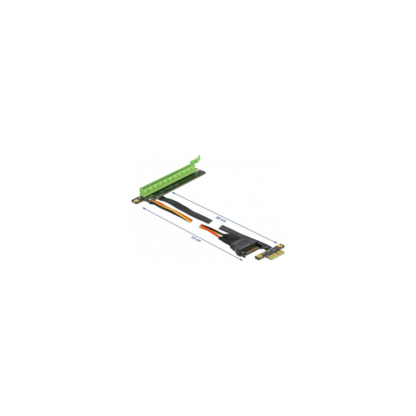 Delock Riser Karte PCI Express x1 zu x16 mit flexiblem Kabel 80 cm — Buy in Cyprus with Fast Delivery