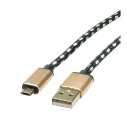 ROLINE GOLD USB 2.0 Kabel Typ A ST - Micro B ST reversibel 0.8m — Buy in Cyprus with Fast Delivery