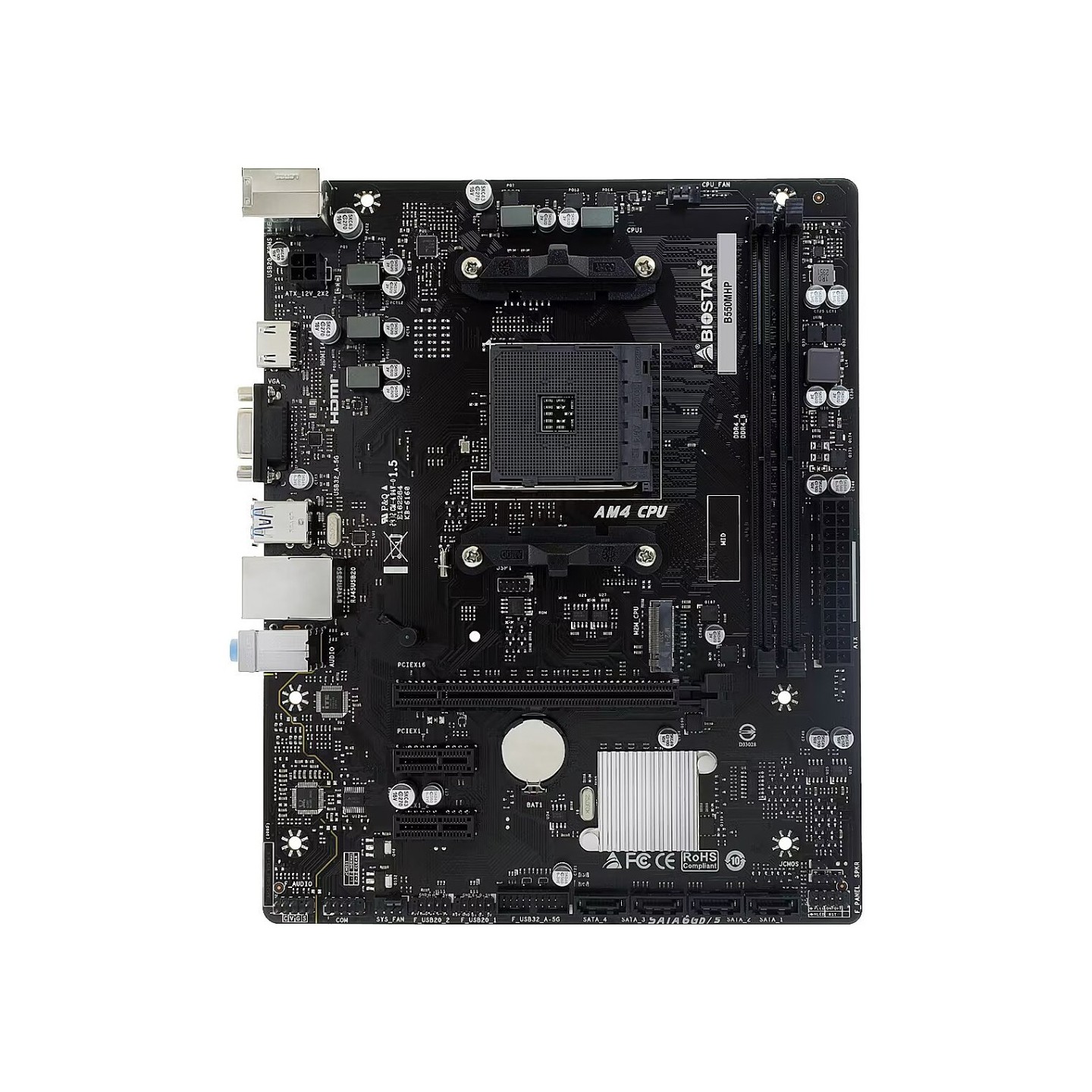 Biostar B550MHP - Micro-ATX AM4 Motherboard - B550 Chipset, DDR4 64GB Max (2x DIMM), PCIe 4.0 - Black (Boxed)