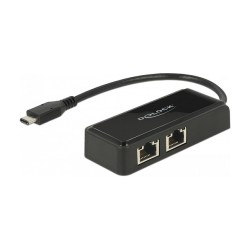 DeLock USB-C to 2x Gigabit LAN (ST-BU) Adapter Schwarz — Buy in Cyprus with Fast Delivery