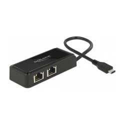 DeLock USB-C to 2x Gigabit LAN (ST-BU) Adapter Schwarz — Buy in Cyprus with Fast Delivery