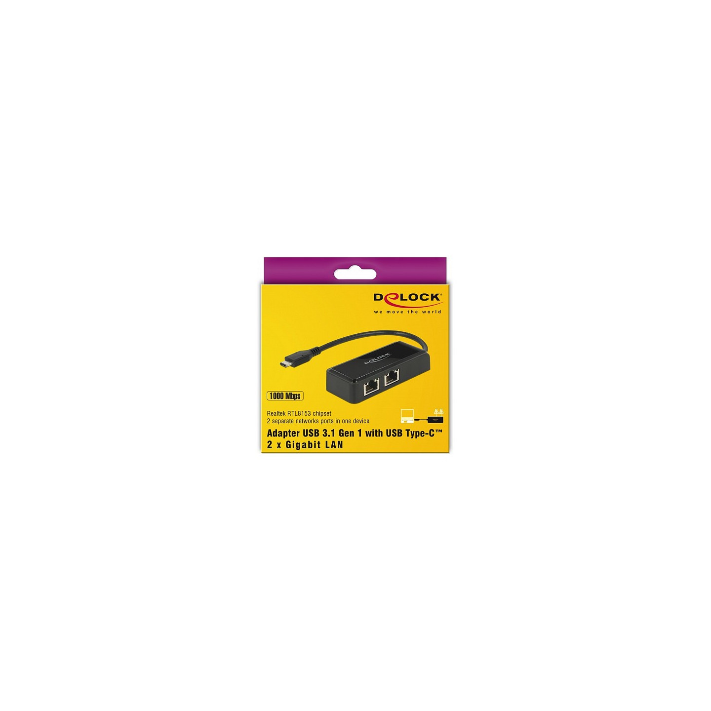 DeLock USB-C to 2x Gigabit LAN (ST-BU) Adapter Schwarz — Buy in Cyprus with Fast Delivery