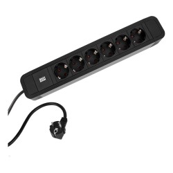 BACHMANN PRIMO2 Steckdosenleiste 6x Schutzkontakt Aluminium schwarz 2m — Buy in Cyprus with Fast Delivery