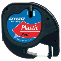 Dymo LabelWriter - LetraTag Kunststoff Etiketten - 12 mm x 4 m - Schwarz auf Rot - (S0721630)