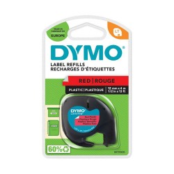 Dymo LabelWriter - LetraTag Kunststoff Etiketten - 12 mm x 4 m - Schwarz auf Rot - (S0721630)