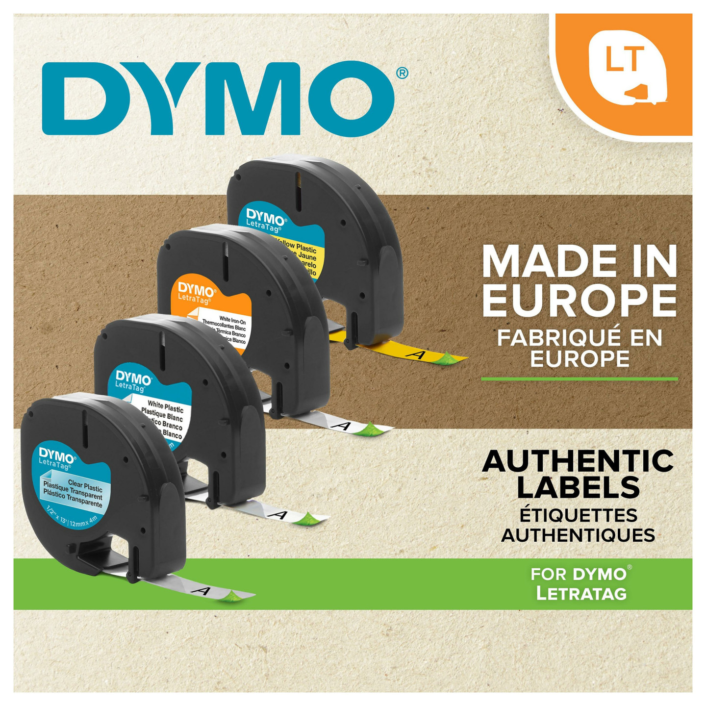 Dymo LabelWriter - LetraTag Kunststoff Etiketten - 12 mm x 4 m - Schwarz auf Rot - (S0721630)
