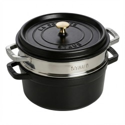 Staub La Cocotte 24cm rund. mit Dmpfeinsatz. schwarz — Buy in Cyprus with Fast Delivery
