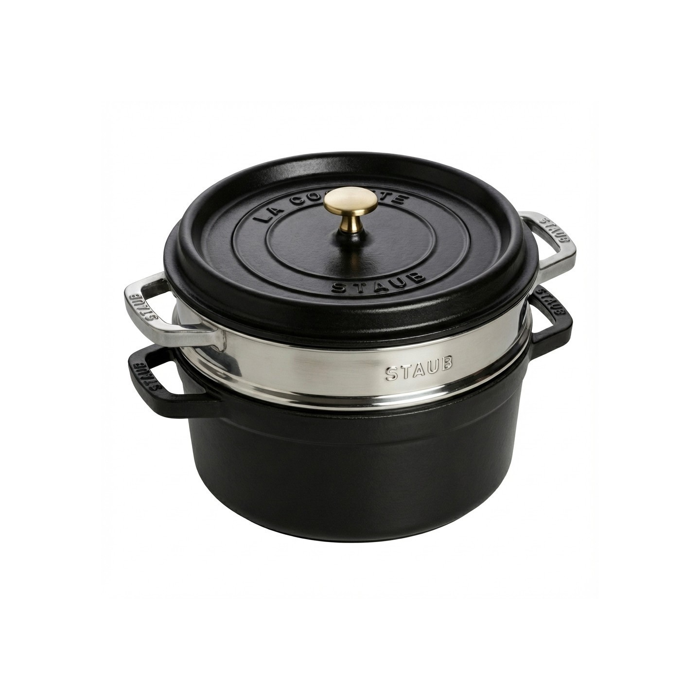 Staub La Cocotte 24cm rund. mit Dmpfeinsatz. schwarz — Buy in Cyprus with Fast Delivery