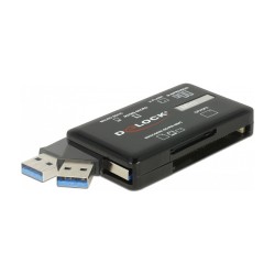 CardReader DeLock USB3.2 SD microSD SDHC microSDHC SDXC microSDXC Black — Buy in Cyprus with Fast Delivery
