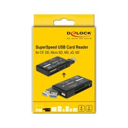 CardReader DeLock USB3.2 SD microSD SDHC microSDHC SDXC microSDXC Black — Buy in Cyprus with Fast Delivery