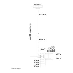 Neomounts Deckenhalterung für Flachbildschirme Fernseher bis 30' (76 cm) 20KG FPMA-C050BLACK