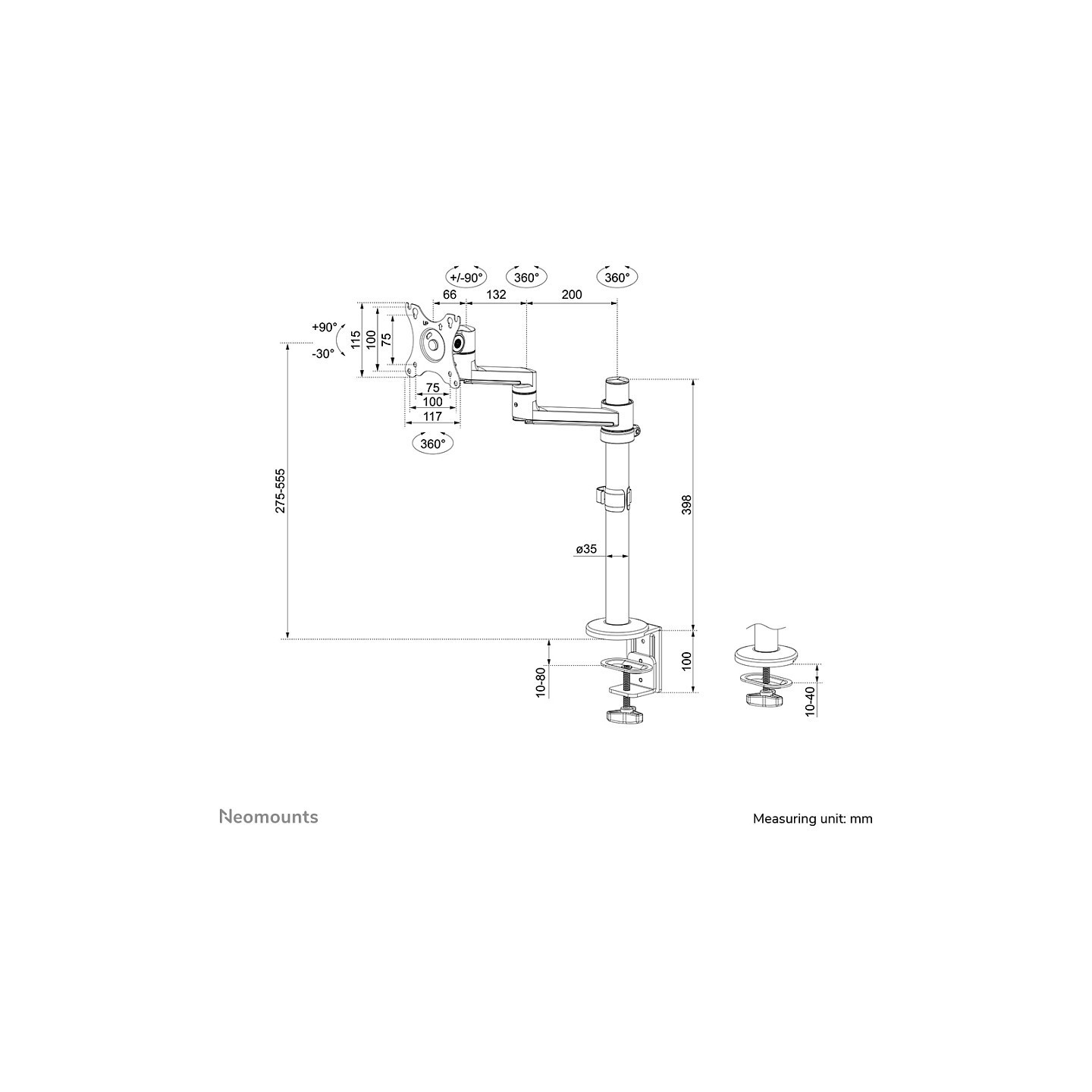 Neomounts DS60-425WH1 Tischhalterung für 17-27' Bildschirme - Weiß — Buy in Cyprus with Fast Delivery