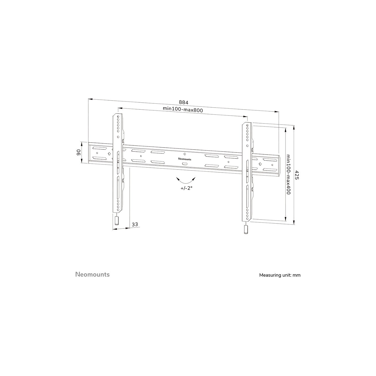 Neomounts WL30S-850BL18 feste Wandhalterung für 43-98' Bildschirme - Schwarz — Buy in Cyprus with Fast Delivery
