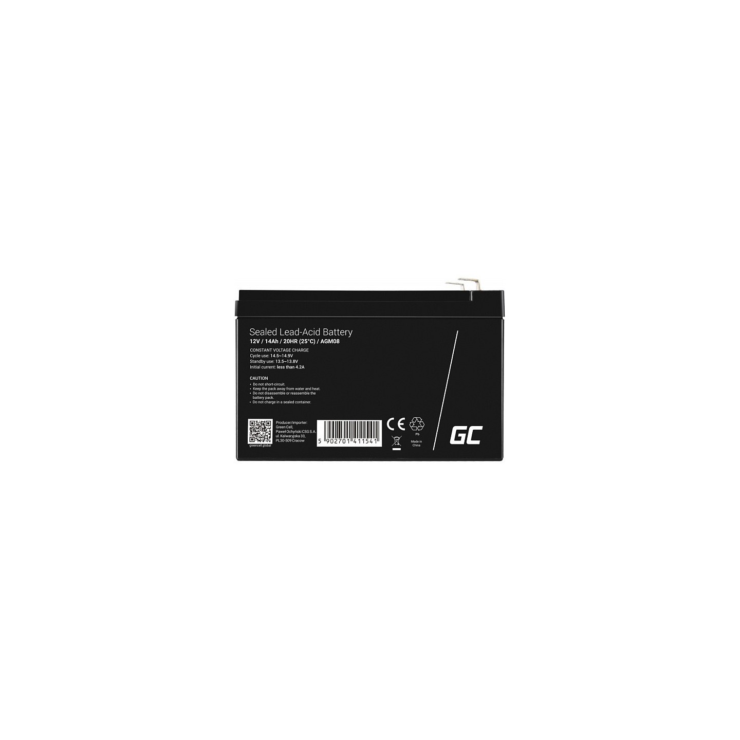 Green Cell AGM08 12V 14Ah VRLA Battery – Sealed Lead-Acid | Armenius Store