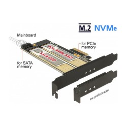 PCI Express x4 Karte to 1 x intern M.2 Key B + 1 x intern NVMe M.2 Key M - Low Profile Formfaktor