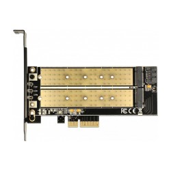 PCI Express x4 Karte to 1 x intern M.2 Key B + 1 x intern NVMe M.2 Key M - Low Profile Formfaktor