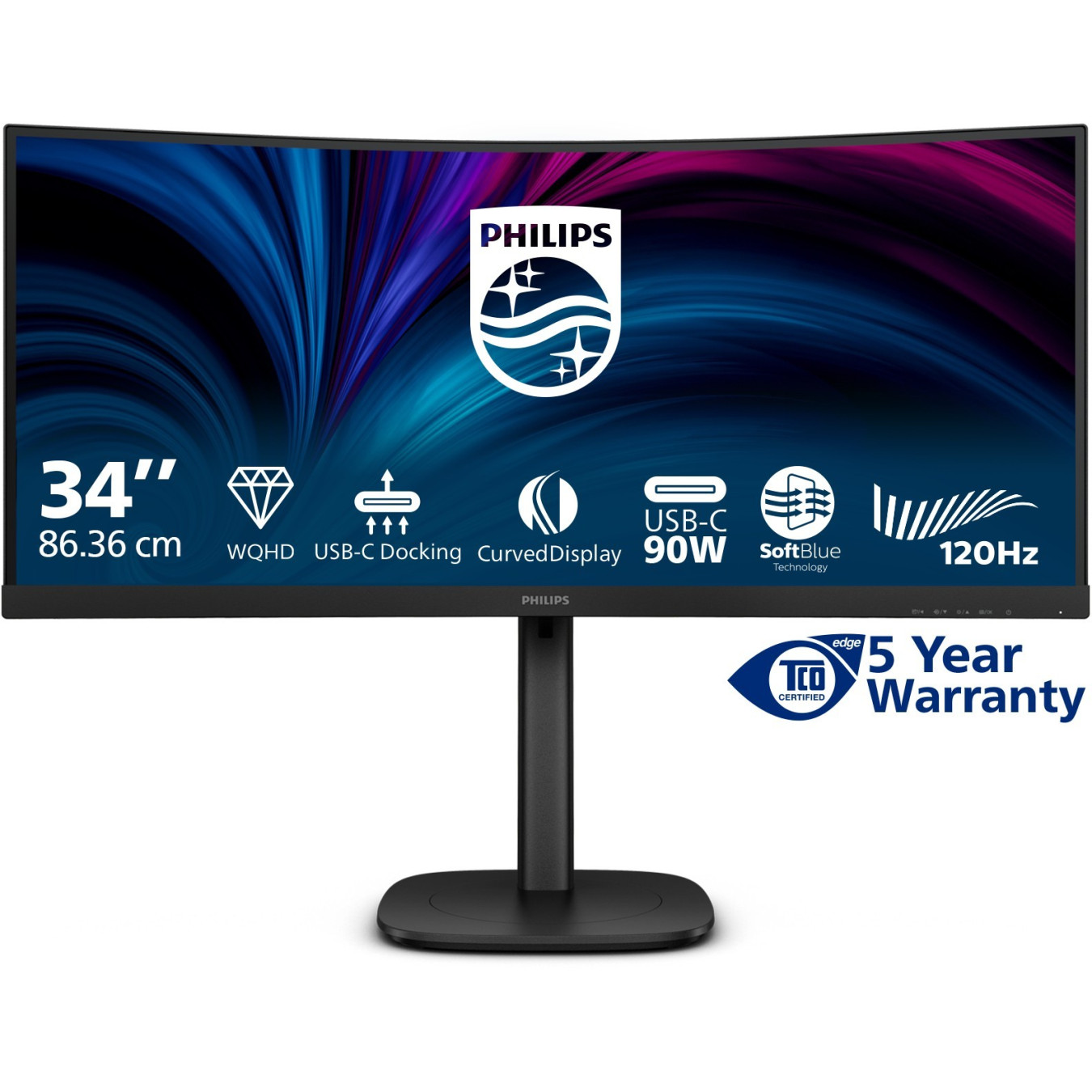 Philips 34B2U3600C - 34in Curved VA UWQHD (3440x1440) 120Hz 4ms USB-C - Black — Buy in Cyprus with Fast Delivery