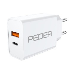 PEDEA 20W USB-C (PD) Schnellladegerät - 2-Ports Mehrfach Handy-Ladegerät mit USB-C und USB-A. weiß