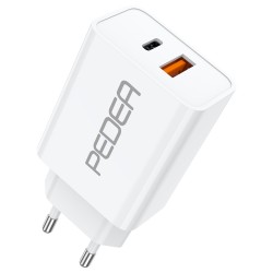 PEDEA 20W USB-C (PD) Schnellladegerät - 2-Ports Mehrfach Handy-Ladegerät mit USB-C und USB-A. weiß