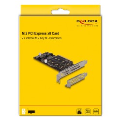 PCI Express x8 Karte zu 2 x intern NVMe M.2 Key M - Bifurcation - Low Profile Formfaktor — Buy in Cyprus with Fast Delivery