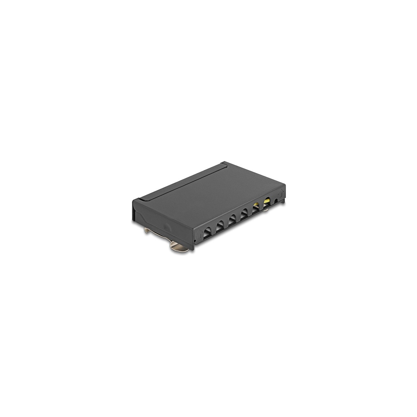 Delock Mini Desktop Patchpanel RJ45 Buchse 6 Port Cat.6A geschirmt schwarz - zur Montage an Tisch. Wand oder Hutschiene