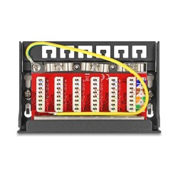 Delock Mini Desktop Patchpanel RJ45 Buchse 6 Port Cat.6A geschirmt schwarz - zur Montage an Tisch. Wand oder Hutschiene