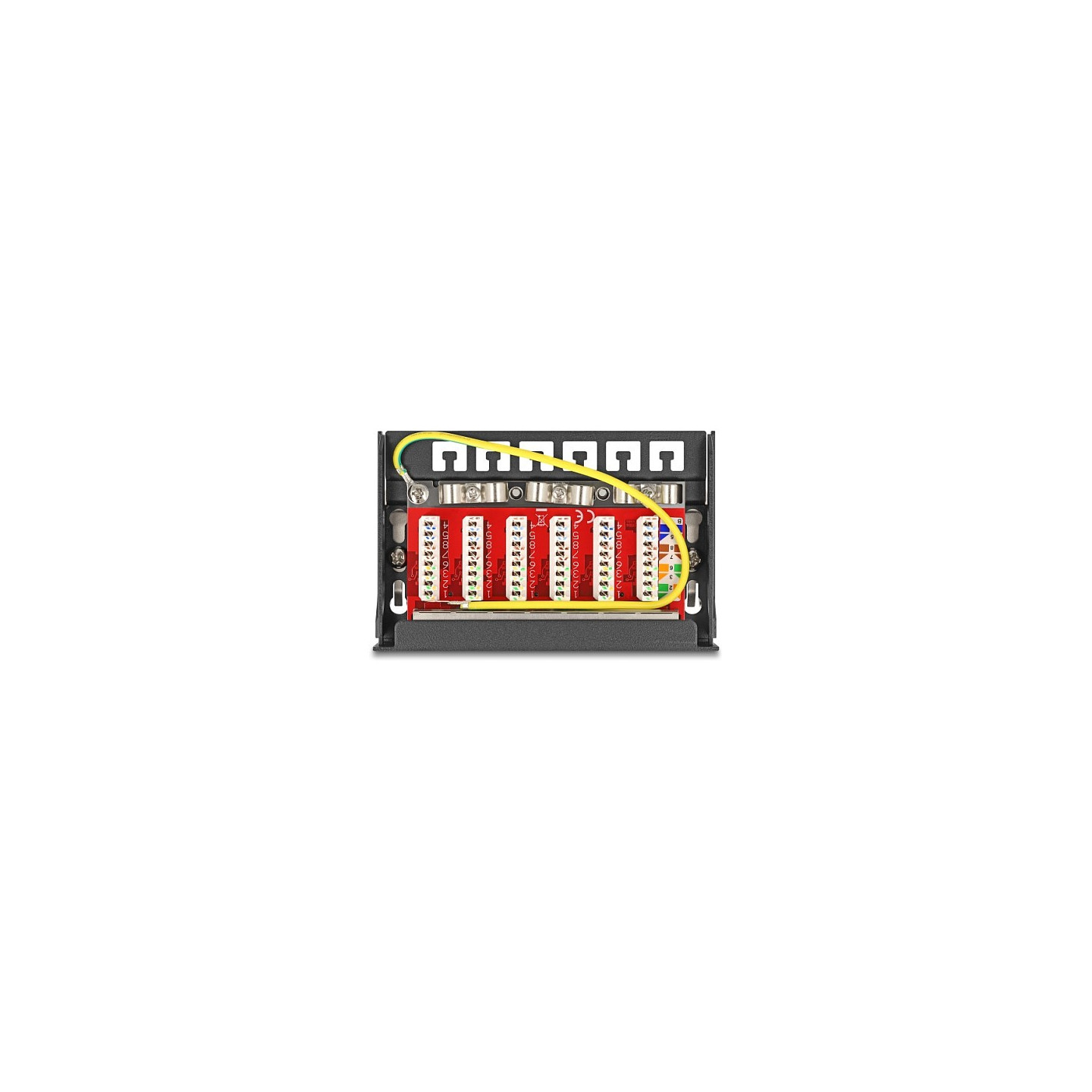 Delock Mini Desktop Patchpanel RJ45 Buchse 6 Port Cat.6A geschirmt schwarz - zur Montage an Tisch. Wand oder Hutschiene
