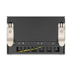 Delock Mini Desktop Patchpanel RJ45 Buchse 6 Port Cat.6A geschirmt schwarz - zur Montage an Tisch. Wand oder Hutschiene
