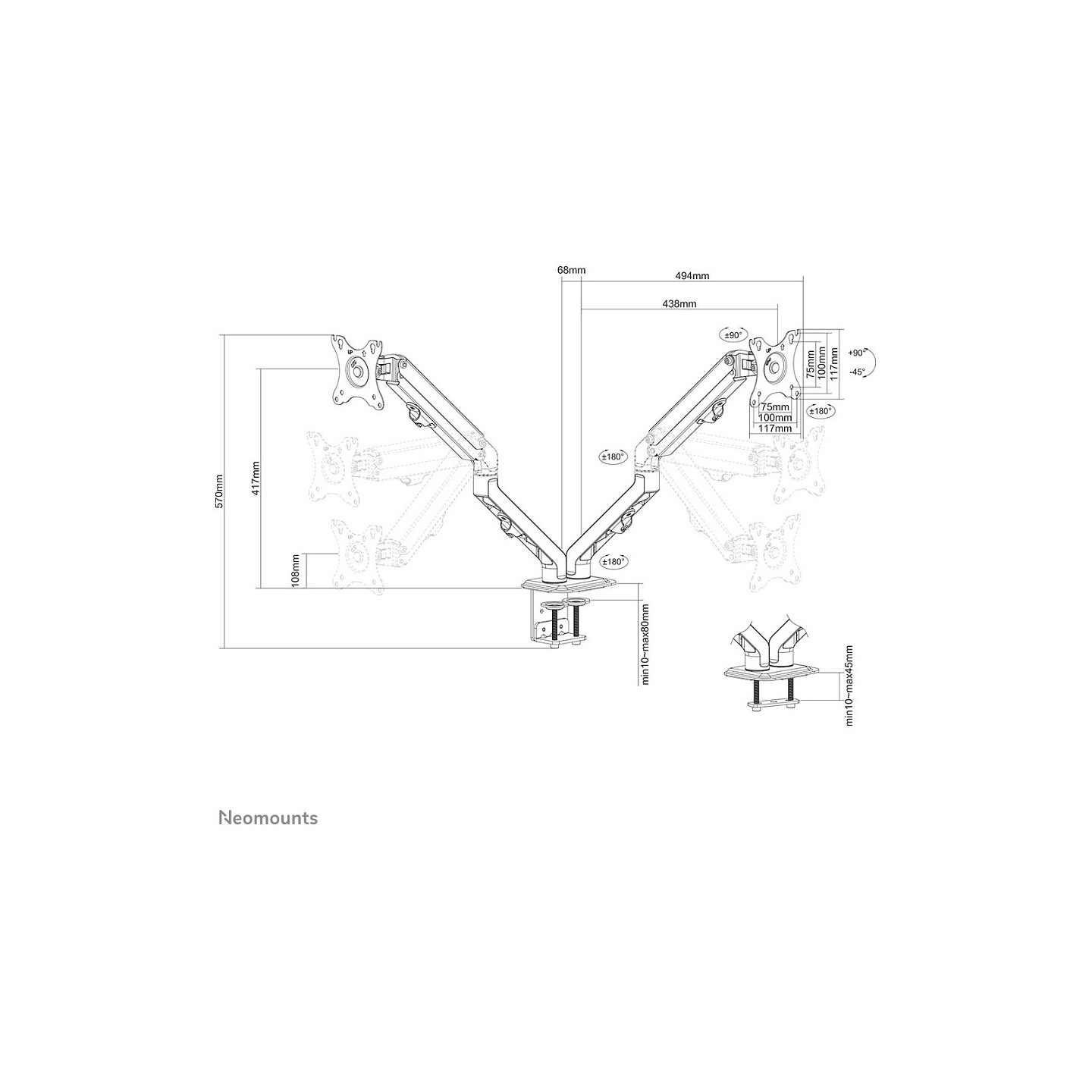 Neomounts FPMA-D650DBLACK Tischhalterung - für 27' - Schwarz — Buy in Cyprus with Fast Delivery