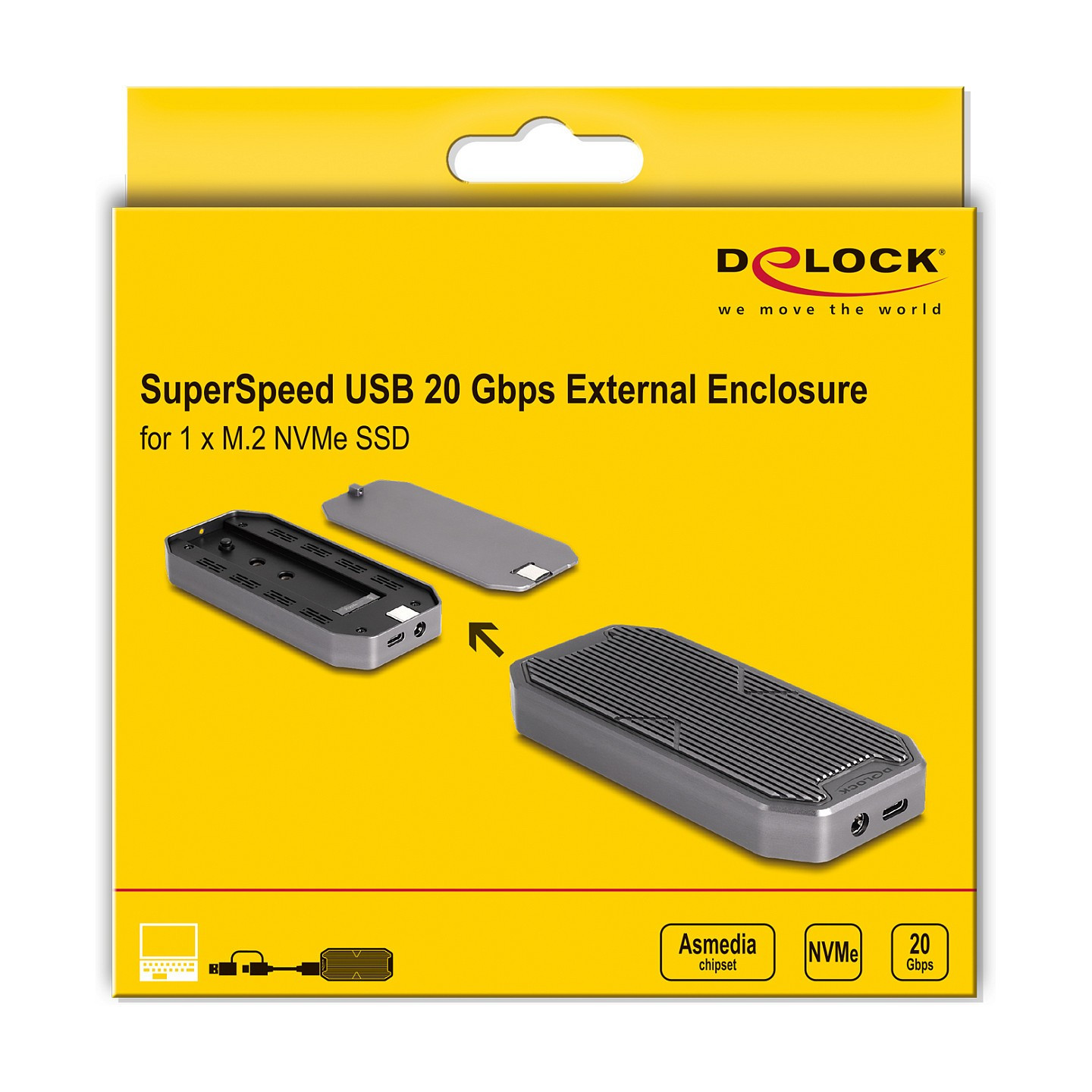Externes Gaming Gehäuse für M.2 NVMe PCIe SSD mit SuperSpeed USB 20 Gbps (USB 3.2 Gen 2x2) USB Type-CTM Buchse und RG...