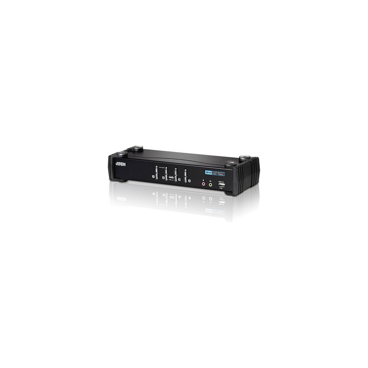 DATA KVM Desktop Switch 4-Port USB DVI KVM Switch with Audio & USB 2.0 Hub (KVM Cables included) ATEN