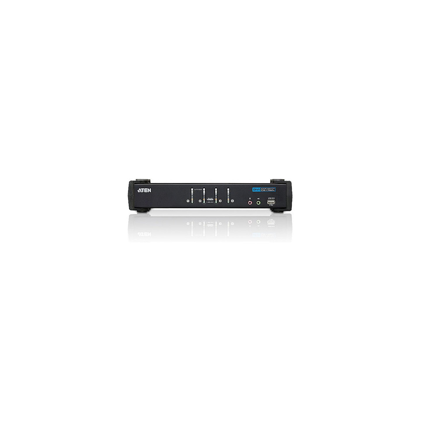 DATA KVM Desktop Switch 4-Port USB DVI KVM Switch with Audio & USB 2.0 Hub (KVM Cables included) ATEN