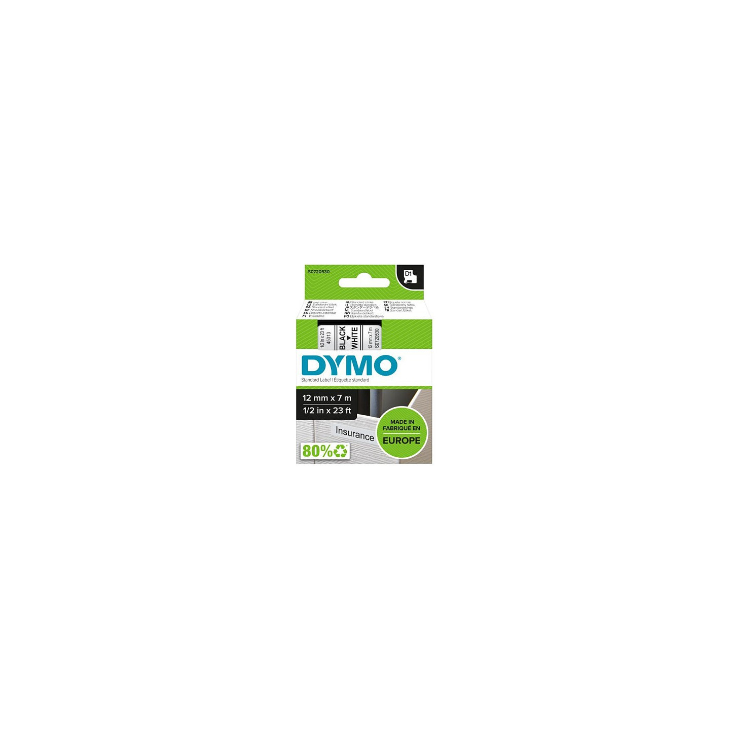 Dymo D1 Schriftband 45013 (S0720530) 12mm x 7m — Buy in Cyprus with Fast Delivery