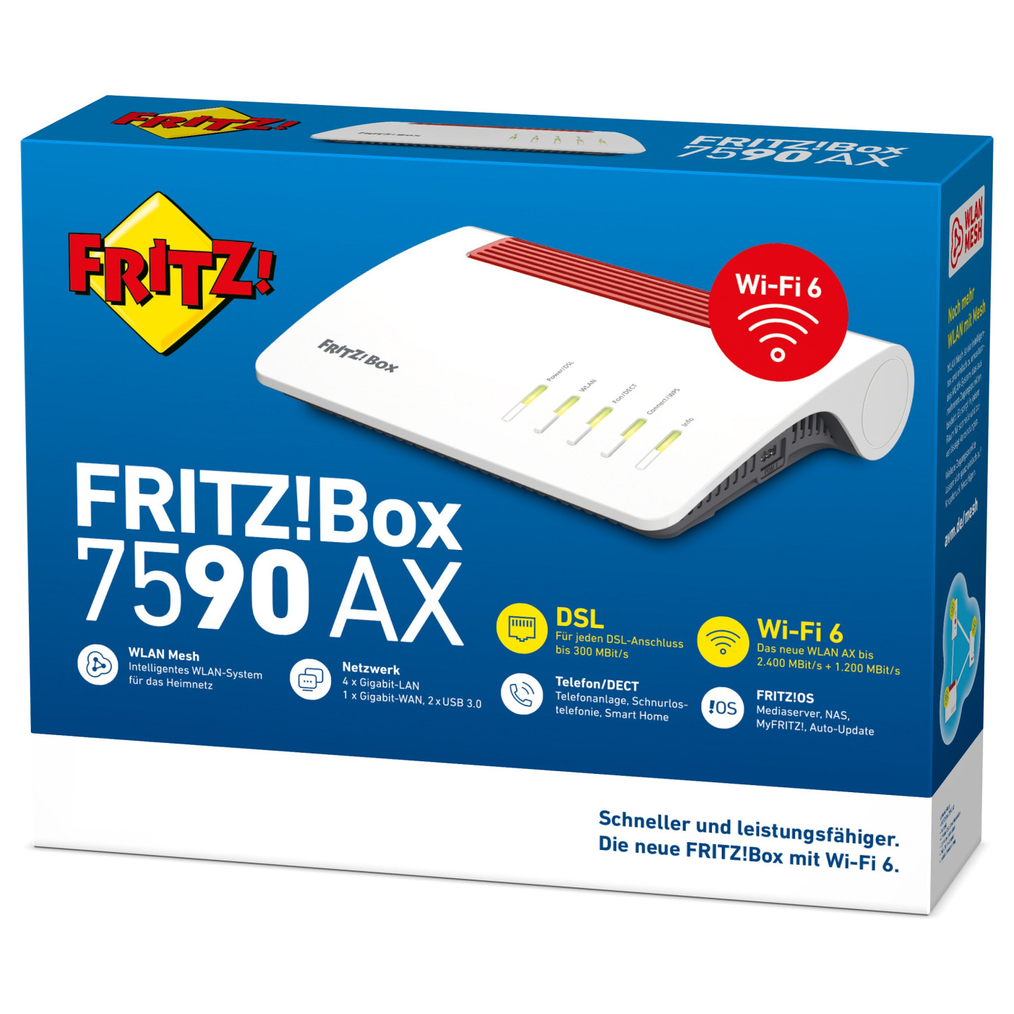 AVM FRITZ!Box 7590 AX ohne S0 - Wi-Fi 6 DSL Router - 2400+1200 Mbit/s | Armenius Store