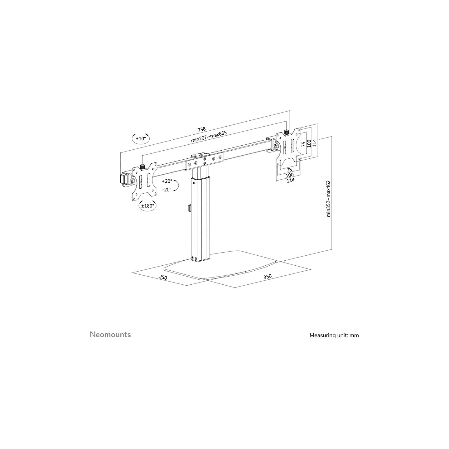 Neomounts FPMA-D865DBLACK Tischhalterung für zwei Flachbildschirme bis 27' (69 cm) — Buy in Cyprus with Fast Delivery