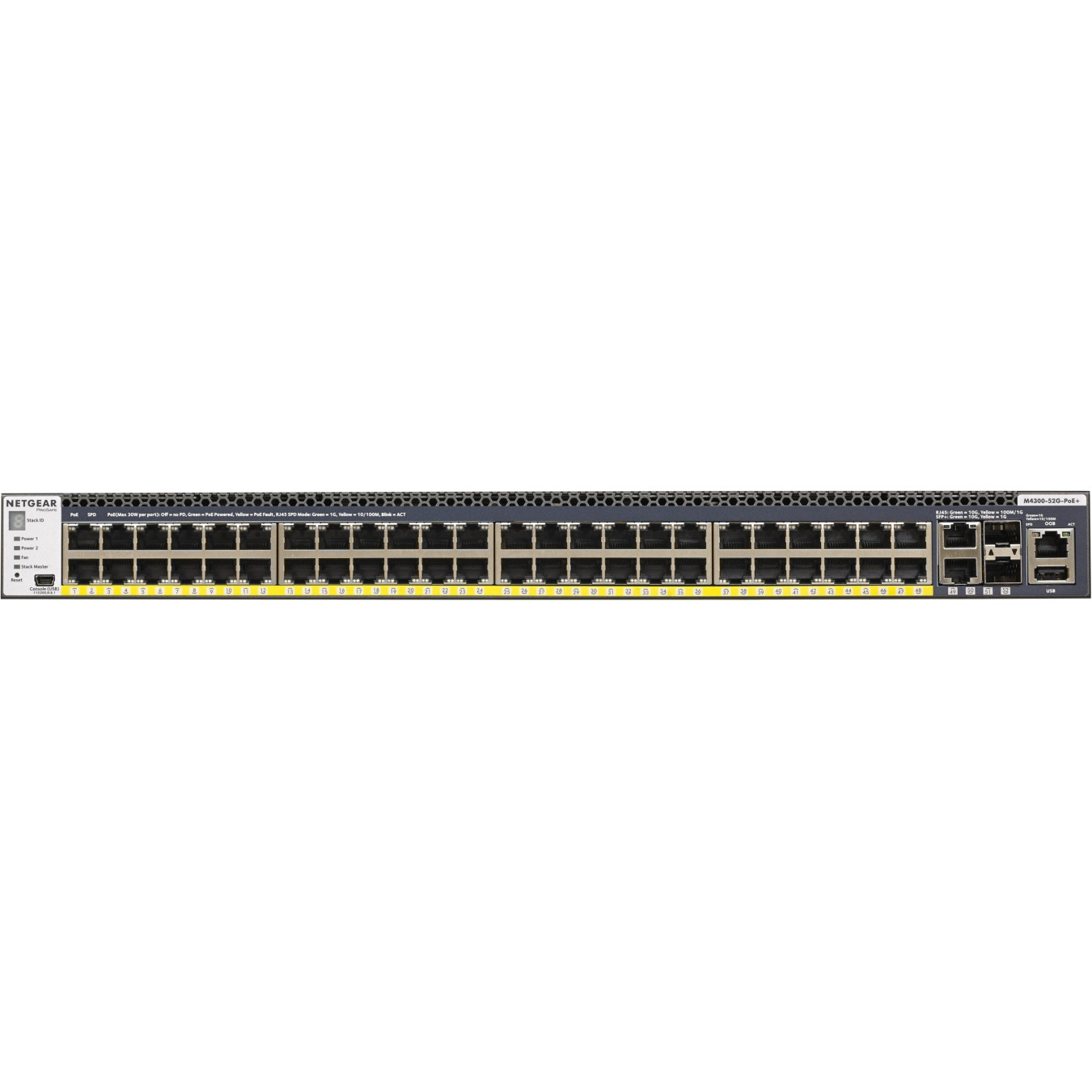 NETGEAR M4300-52G-PoE+ (GSM4352PA-100NES) - 52-Port Gigabit L2/L3 PoE+ Switch, 550W PSU, 1U Rackmount