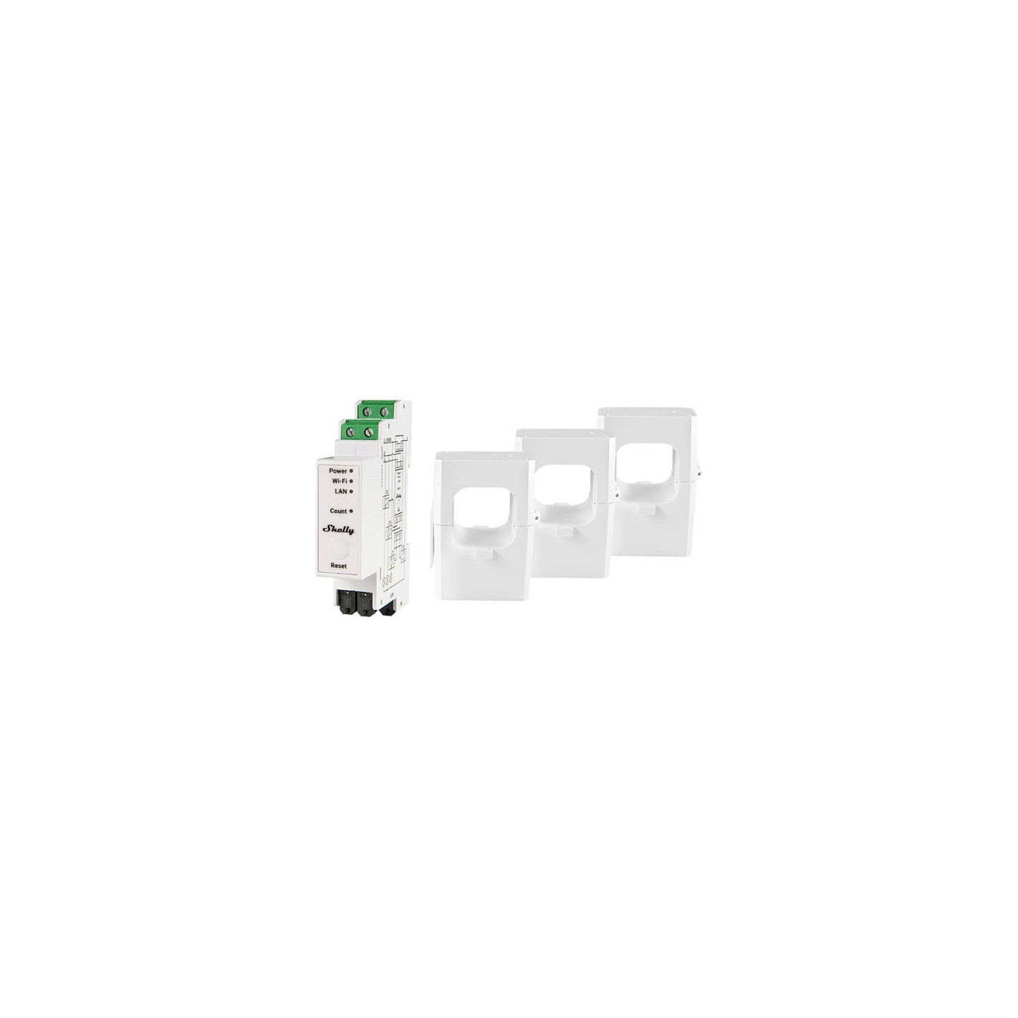 Shelly Relais 'Pro 3EM 400A' WLAN LAN Stromzähler Inkl. 3 400A Klemmen Messfunktion BT DIN-Rail