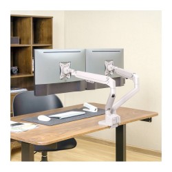 ROLINE LCD-Doppelarm. Tischmontage. Gasfeder. 5 Gelenke. 17-32 Zoll. bis 2x 9 kg. silberfarben