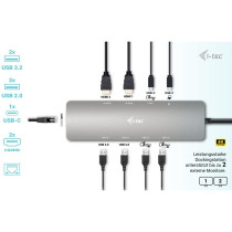i-tec Metal Nano USB-C Dock - 2×HDMI, 100W Power Delivery, Silver, Dual Display, USB 3.2 Gen1