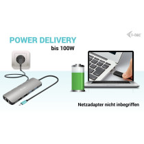 i-tec Metal Nano USB-C Dock - 2×HDMI, 100W Power Delivery, Silver, Dual Display, USB 3.2 Gen1