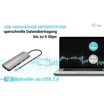i-tec Metal Nano USB-C Dock - 2×HDMI, 100W Power Delivery, Silver, Dual Display, USB 3.2 Gen1