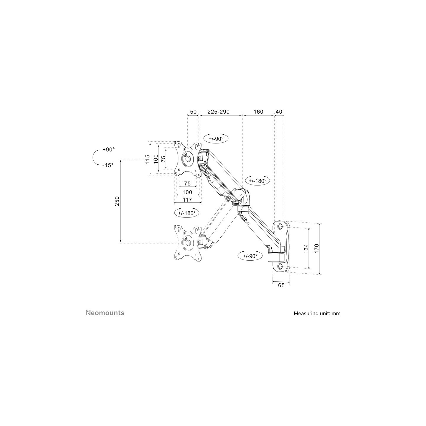 Neomounts WL70-450BL11 bewegliche Wandhalterung für 17-32' Bildschirme - Schwarz — Buy in Cyprus with Fast Delivery
