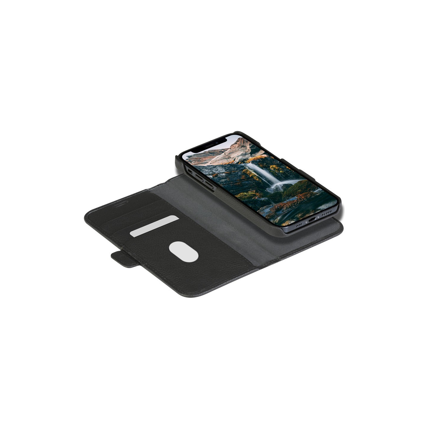 dbramante1928 New York - Flip-Hlle fr Mobiltelefon - 2-in-1 - Vollnarbenleder - Night Black - fr Apple iPhone 11. XR
