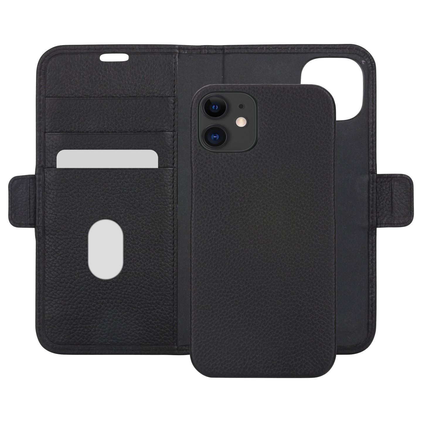 dbramante1928 New York - Flip-Hlle fr Mobiltelefon - 2-in-1 - Vollnarbenleder - Night Black - fr Apple iPhone 11. XR