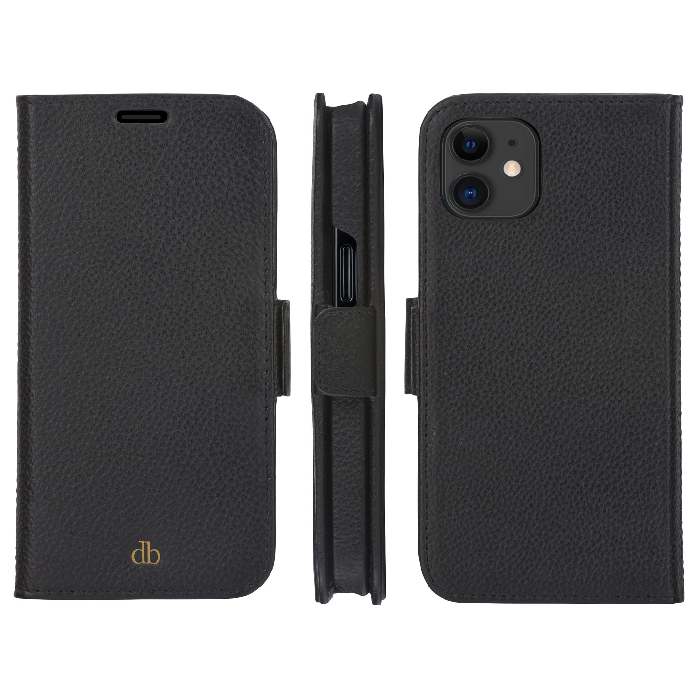 dbramante1928 New York - Flip-Hlle fr Mobiltelefon - 2-in-1 - Vollnarbenleder - Night Black - fr Apple iPhone 11. XR
