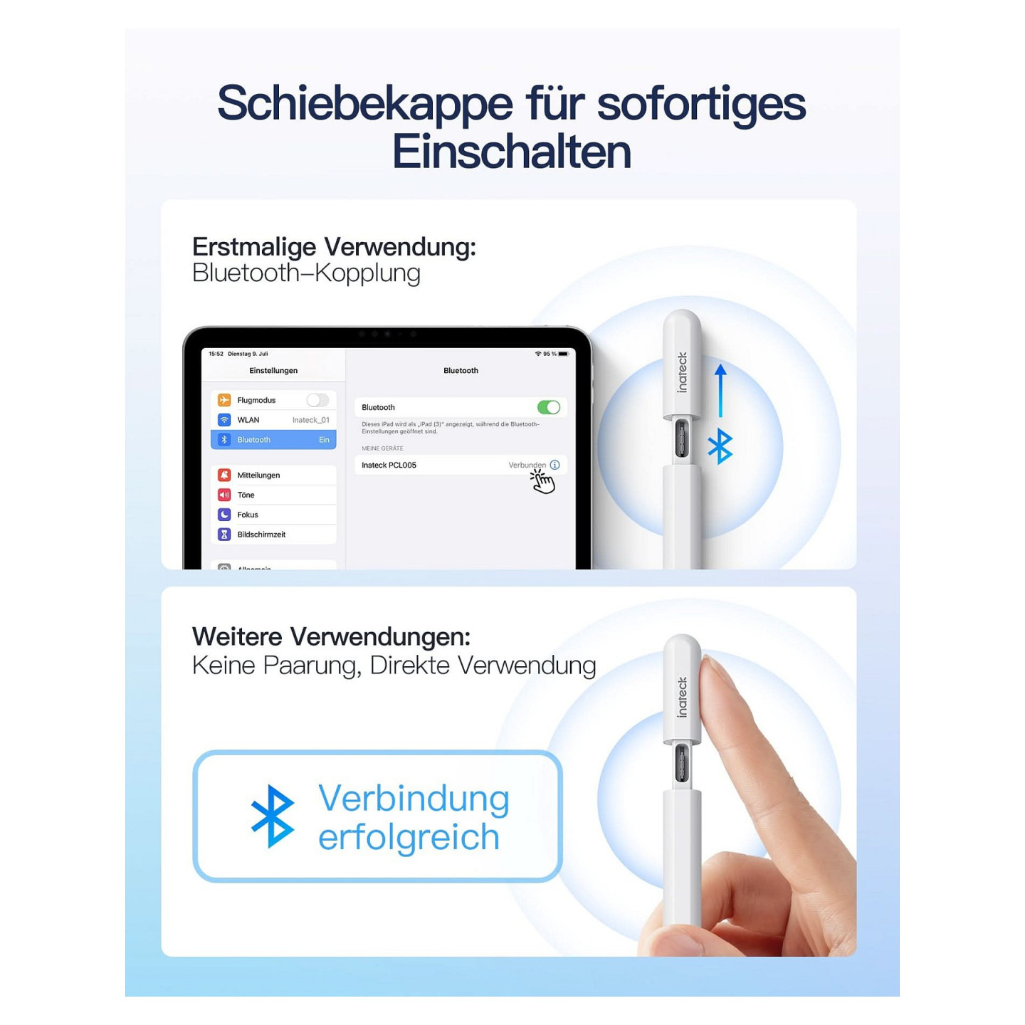 inateck Stylus Pen für iPad Pro Mini 6-10 Eingabestift weiß — Buy in Cyprus with Fast Delivery
