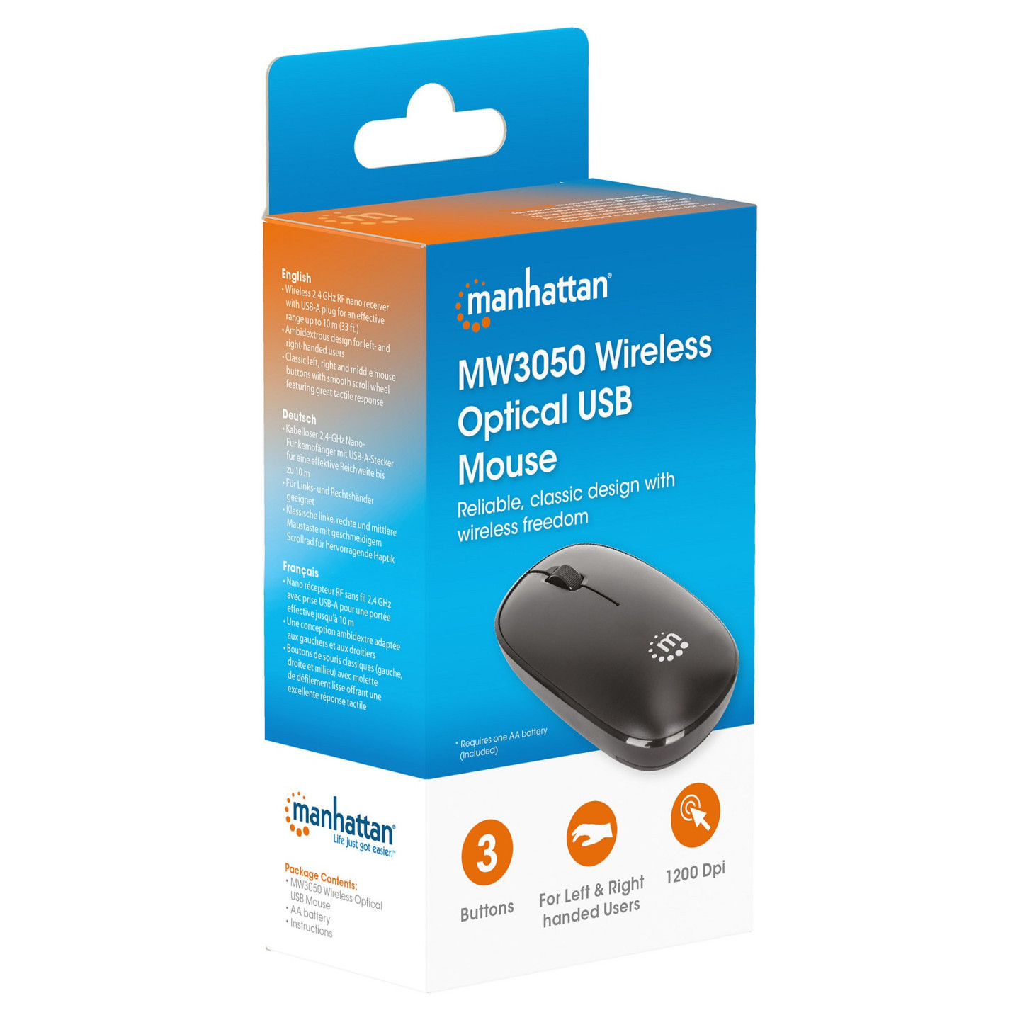 MANHATTAN MW3050 Kabellose USB-Maus 3 Tasten Mausrad schwarz — Buy in Cyprus with Fast Delivery
