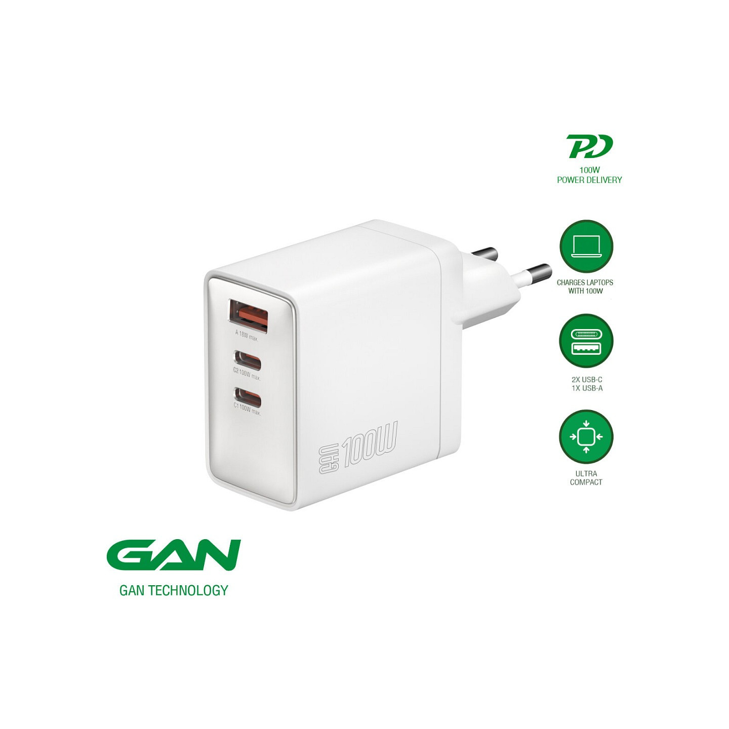 4smarts Netzladegert GaN Pocket 100W 2C+1A. weiss — Buy in Cyprus with Fast Delivery