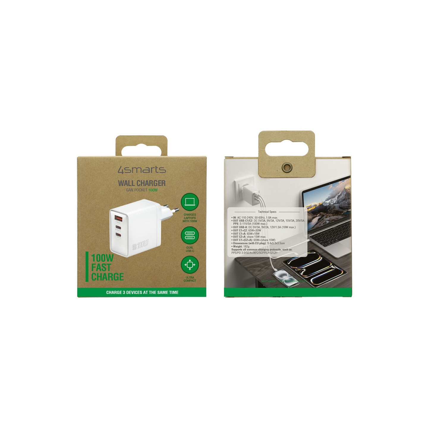 4smarts Netzladegert GaN Pocket 100W 2C+1A. weiss — Buy in Cyprus with Fast Delivery