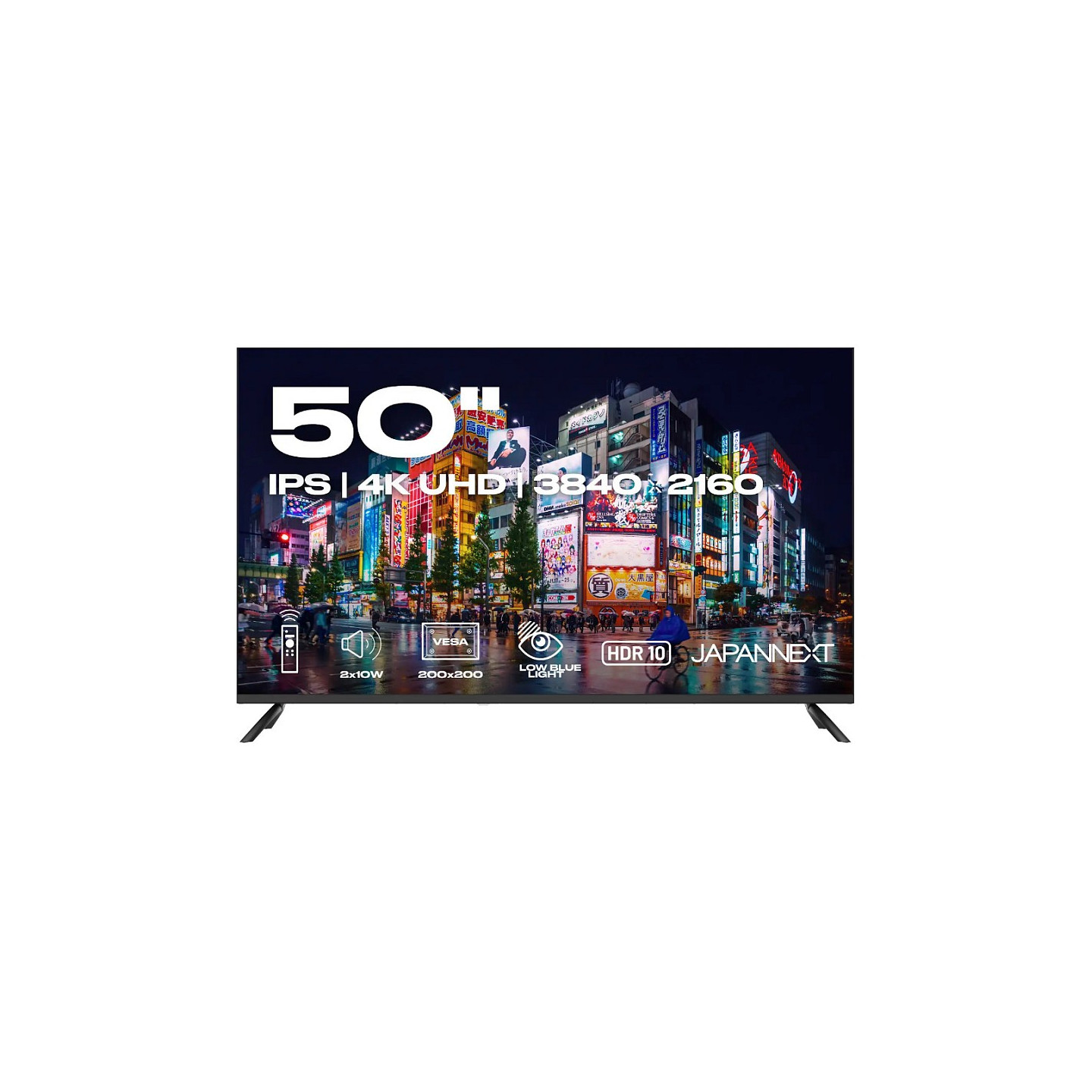 127.0cm 50' (3840x2160) JAPANNEXT JN-IPS500UHD60F 16:9 IPS 60Hz HDMI USB WLAN Speaker Black — Buy in Cyprus with Fast Delivery